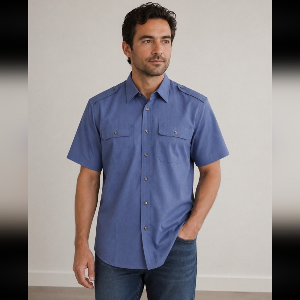 JOHN BLAIR Vintage XL Button Up Shirt with Epaulets and Pockets